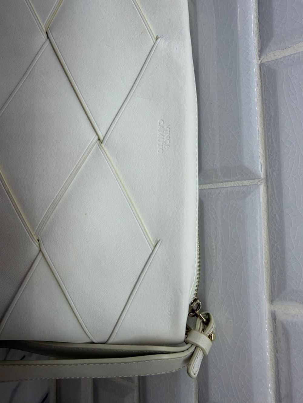 Vince Camuto Ivory Woven Leather Wristlet Clutch - Picture 7 of 7